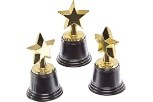 Baker Ross FN149 Stjärntroféer - 4-pack, troféer för sportceremonier, belöningar för ceremonier, troféer för barn