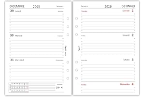 Agendepoint.it - Ricambio agenda organizer settimanale BI-LINGUA 15x21cm A5 6 fori - 90 grammi bianco - 2026