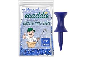 ECADDIE Plastic Castle Graduated Golf Tees - Green, Red, Blue, Yellow, White, Pink, Purple, Orange