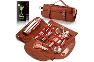 Eligara Kit Barman Profesional, Cocktail Making Kit de 17 Piezas para Regalo, Conjunto de Bar Portátil, Bolsa de Cocktail Shaker Kit con Correa para Bar en Casa, Fiestas, Viajes de Campamento