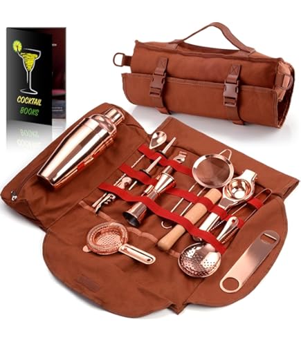 CURMIO Bartender Bag Travel Bartender Kit Backpack with Padded Compartments, Portable Carrying Case for Bar Tools Set, Perfect for Home Indoor Outdoor Patio Party, (Patent Pending ), Bag ONLY, Black
