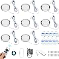 CECOMBINE 8Pcs Interior LED Spot Lights, 12V Roof Spot Universal Dimmable Positive White Lighting with Splitter Adapter & Wireless RF Remote for T4 T5 Camper Van Caravan Motorhome