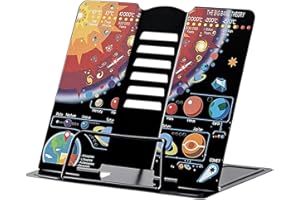 ‎GMEDHC GmeDhc Leseständer Metall, Leseständer Kinder Höhenverstellbar, Kosmisches Sonnensystem Planet faltbares Bücherregal, 6 Stufen Verstellbar Leseständer, für Studieren, Arbeiten, Lesen