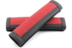 COFIT Almohadilla Cinturon Coche Protector Seguridad Microfibra Antiescape Silla Cubre Cinturón Cómoda, 2 Piezas, Rojo