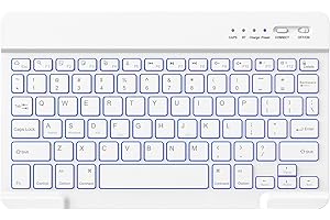 HZD Bluetooth Keyboard, iPad Tablet Rechargeable Wireless Keyboard, QWERTY Quiet Portable for iPad, iPhone, Samsung, Lenovo, Huawei, Compatible Windows/Android/iOS (White)