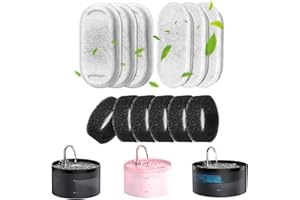 Giotohun 12 Filtri Fontanella per Gatti: Tripla Filtrazione - 6 Pezzi Filtri + 6 Pezzi Spugne