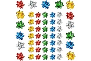 Jonami 50x Geschenkschleifen Selbstklebend Kleine Dekoschleifen - Fertigschleife für Weihnachten, Geburtstag und Hochzeit, Bunt