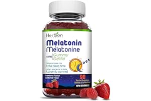Herbion Naturals Melatonin Gummy, 5 mg, Helps Increase the Total Sleep Time, Prevent Effects of Jet Leg, and Re-set the Body’s Sleep-Wake Cycle, Strawberry Flavour, 60 Pectin Gummies