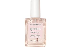 Manucurist Green SOS Base nagelförstärkare berikad med C-vitamin och B5, reparerar och förstärker, produkter för vård av kraftigt skadade naglar, 78 % biobaserad, tillverkad i Frankrike, 15 ml