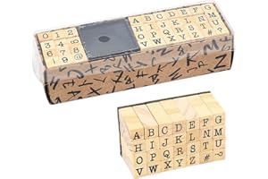 wugongshan Holz Gummistempel Kits, Holz Buchstaben Alphabet Stempel Set, Zahlen und Satzzeichen Tinte Stempel, Kleine Alphabet Buchstaben Symbole Stempel mit Stempelkissen, Scrapbooking