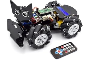 Adeept 4WD Omni-Directional Mecanum Wheels Robotic Car Kit for Raspberry Pi Pico DIY STEM Remote Controlled Educational Robot Kit con pantalla LCD1602 y tutoriales, a partir de 14 años, negro