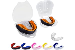 TRYSALAR Doppelschichtiger Mundschutz – Mundschutz, schmale Passform für Junior, Kinder, Jugendliche, mit Tasche, Schule, Kampfsport, Rugby, Fußball, Hockey, Muay, Thai, MMA, Basketball (-11), Schwarz-Orange)