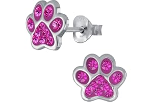 JAYARE Pfoten Kinderohrringe Silber 925 Mädchen Ohrstecker - Hunde Katzen Ohrringe für Kinder