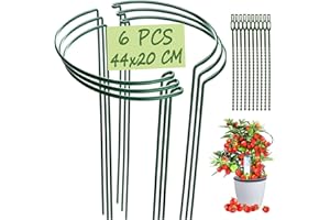 VLYHGO 6PCS 44x20cm Plant Supports for Garden Half Round Ring Plant Support Large Metal Garden Supports for Tomatoes Tulips, Roses, Daisies, Lavender