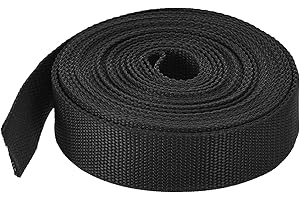 sourcing map Lightweight Polypropylene Webbing Strap 32mm(1 1/4") 10 Yard Backpack Strapping Band Black for Outdoor Luggage Cargo Straps