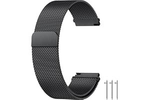 Raradev Milanesise magnetiskt armband i rostfritt stål 20 mm 22 mm, N52 neodym magnetstängning, krokfast ventilerande ersättningsband, kompatibelt med Garmin/Galaxy Smartwatch, metallarmband för