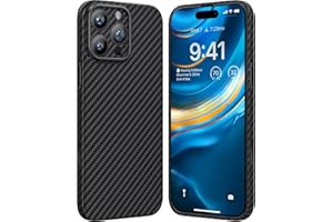 memumi Carbon etui do iPhone 16 Pro, 0,5 mm super cienkie, etui z prawdziwego włókna aramidowego，z ochroną przed upadkiem w jakości wojskowej do iPhone 16 Pro -Czarny