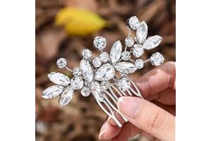 Edary Crystal Bride Wedding Hair Comb Hair Accessories with Bridal Rhinestone Side Combs for Women and Girls