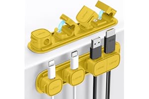 Laitver Clip per Cavi, 6 Pezzi Magnetico Fermacavi, Autoadesivi Organizer Cavi Scrivania con Base in Plastica, Accessori Scrivania Gestione Cavo per Auto, USB, Casa, Ufficio, Comodino
