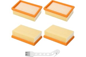 CAIXINYI 4 filtres plissés plats, pour WD4, WD5, pour Kärcher WD6, MV4, MV5, MV6 avec 1 petite brosse, accessoires Aspirateur pour Karcher Aspirateur, pour 2.863-005.0
