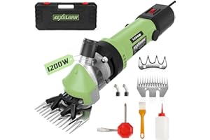 KEXSLARR 1200W Esquiladora Ovejas Profesional, Maquina Esquilar Ovejas 6 Velocidades 3200 RPM, Incluye Manual Español y Kit Completo con Maletín, Cortapelos Eléctrico para Cabras Alpacas (verde)