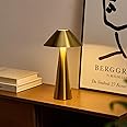 Bojim Gold Cordless Lamp, Portable LED Rechargeable Table Lamps, Magnetic Rotatable Shade & 3 Color Dimmable Light, Battery Lamp for Home/Room/Kitchen