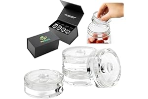myFERMENTS Fermentation Glass Weights (4 Pack) - Set for Fermenting, Canning, Pickling - Large Diameter for Wide-Mouth Mason Jars - Packer with Easy-Grip Handle - Magnetic Storage Box