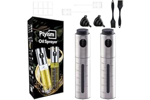 Ptyism 2 Pezzi Spruzza Olio (Stainless steel Con Accessori) Oilsprayer, Bottiglia olio丨Olio Oliva sprayPer Friggitrice ad aria calda, Insalata,Griglia, Gadget di cottura