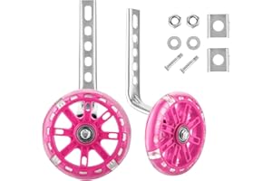 BALLSHOP Kids Bike Stabilisers Support Wheel, Adjustable for Cycling Training Wheels Mute Flash Wheels for 12 14 16 18 20 inch Kids Bike (1 Pair Blue)