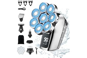 Neialla Bald Skull Shavers for Men, 8D Head Razor Rotary Shaver Electric Head Shavers Upgraded 6-in-1 IPX6 Waterproof Head Shavers Wet Dry Grooming Kit Valentine Gifts for Men