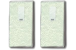 TASCHENTÜCHER BEDRUCKT 20 Taschentücher (2 x 10) Taschentücher Moments Ornament pale green - Uni pastellgrün mit Ornamente geprägt/Freudentränen/Hochzeit