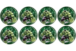 ALMACENESADAN, 5142 Birthday Party Pack - Pack of 8 Cardboard Plates 19.5 cm (Hulk)