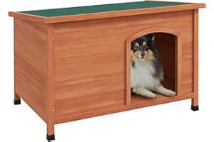 PawHut Hundehütte aus Holz Kleintierhaus mit Asphaltdach, Hundehaus mit abnehmbarem Boden, erhöhtem Design für Outdoor Grau 100 x 65,5 x 68 cm
