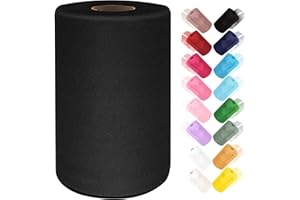 Ableme Deco Tulle Fabric Roll 6 Inches x 100 Yards (15cm x 91m) Tulle for Tutu Skirts Pom Poms Gift Wrapping Baby Shower Wedding Decor (Black)
