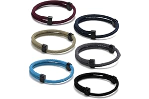 TempBeau Bracelet pour Hommes Femmes : 6Pcs Surfeur Corde Maritime Bracelets de Surf Réglable Coloré Noir Nautique Tresse Bijoux Cadeaux