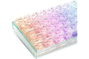 dagaladoo Kristallklare Tastenkappen, weiße Keramik, transparent, 75 %, glänzende Tastaturkappen, PC-Material, Kirsch-Profil für MX-Switches Gaming-Tastatur (140 Tasten, nur Tastenkappen)