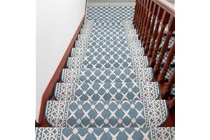 Liveinu Alfombra Alfombrillas para Escaleras con Adhesivo Reutilizable Alfombras para Peldaños Antideslizantes Auto Adhesivas 24x65cm (15 Piezas) Azul