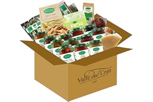 VALLE DEL CRATI ECCELLENZE GASTRONOMICHE DAL 1998 Valle del Crati Box Regalo Pasquale con 22 prodotti | Cesto di Pasqua con Salumi, Formaggi, Dolci, Creme, Sottoli, Pasta | Cesto Pasquale