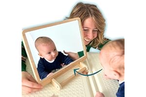 DrSilva Specchio Montessori per Neonati 0-3-6-9-12 mesi Ideale per il Tummy time | Giochi educativi in legno Montessori per bambini