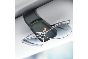 NGJIDP Fit Corvette Sunglasses Holder,Leather Glasses Holders Fit Corvette C1 C2 C3 C4 C5 C6 C7 C8 Racing 1LT 2LT 3LT,Ticket Card Clip Car Sunglasses Holder for Car Sun Visor, Accessories, Black