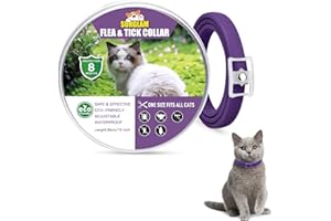SURGLAM Collare Antipulci e Zecche per Gatti, Collare Antipulci per Gatti Impermeabile Misura Regolabile e Naturale con Protezione di 8 Mesi, pulci e zecche Trattamento Efficace per Gattini (Viola-1 Pack)
