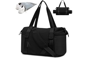 MAXTOP Bolsa de Viaje Deporte para Mujeres Yoga Tote Travel Duffle Bag Weekender Carry on Overnight Personal Item Bag For Fitness,Sports,Travelling Negro