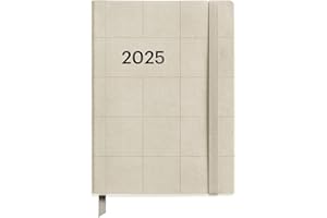 Miquelrius - Agenda 2025, Tamaño 122 x 168 mm, Agenda semana vista, Cubierta flexible símil piel cosida, Papel 80 g/m², Español, Inglés y Portugués, Color crema