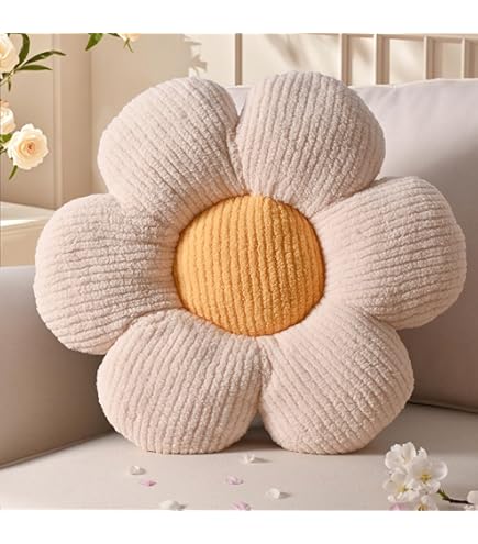 Yhoelata Bloemkussen, groen bloemendesign, sierkussen, pluche vloerkussen voor bank en bed, kinderkamer, meisjes, decoratief madeliefjesdesign, woonkussen, 50 cm Yhoelata Bloemkussen, groen bloemendesign, sierkussen, pluche vloerkussen voor bank en bed, kinderkamer, meisjes, decoratief madeliefjesdesign, woonkussen, 50 cm