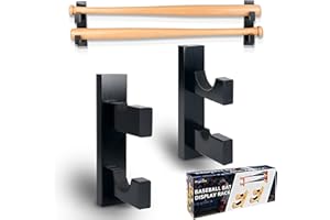 Alyoen Baseball Bat Display Rack, 2 Tier Softball Bat Holder, Baseball Bat Wall Mount,Baseball Bat Horizontal Rack with Felt Liner Wall Mount for Baseball, Softball, Hockey Stick Display Rack