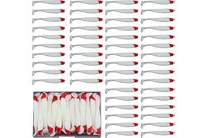 Funzhan 50Pcs Soft Lures Swimbaits Fishing Bass Plastic Paddle Tail Luya Bait Portable Box Proven Colors for Trout Salmon Redfish Freshwater Saltwater