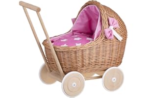 e-wicker24 Alles aus Weide Passeggino Bambole in Vimini Naturale Passeggino Giocattolo Bambina Carrozzina Bambole Passeggini Bambole Carrozzina Giocattolo Bambina Passeggino Passeggi per Bambola