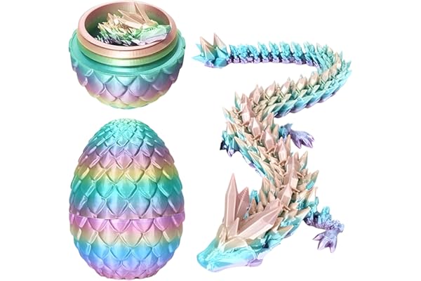 JurciCat Oeuf De Dragon Imprimé en 3D avec Dragon Figures Mobiles pour Noël Pâques Pâques Anniversaire Carnaval Adultes Enfants Cadeaux Jouets(Bonbon)