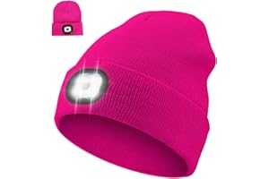 APODESS Kinder Mütze mit Led Licht Wintermütze Kinder Led Mütze USB Wiederaufladbare 4 LED Lampe Winter Warme Stirnlampe Strickmütze Leuchtmütze Kinder Geschenkideen Weihnachten für Jungen Mädchen