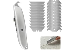 Mattkniv, krokknivset, professionell skärkniv med 20 blad, aluminiumhölje, självlåsning, inkl. 10 trapetsblad och 10 krokar